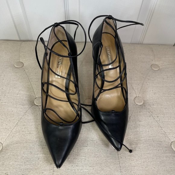 BCBGeneration Black Tully Lace-Up Pump Pointed Toe Stiletto's - 8 - Picture 4 of 13